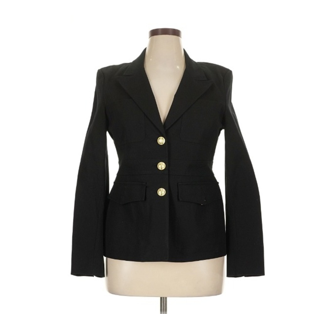 DEREK LAM 10 Crosby Womens Black Gold Button Blazer Jacket Size 14